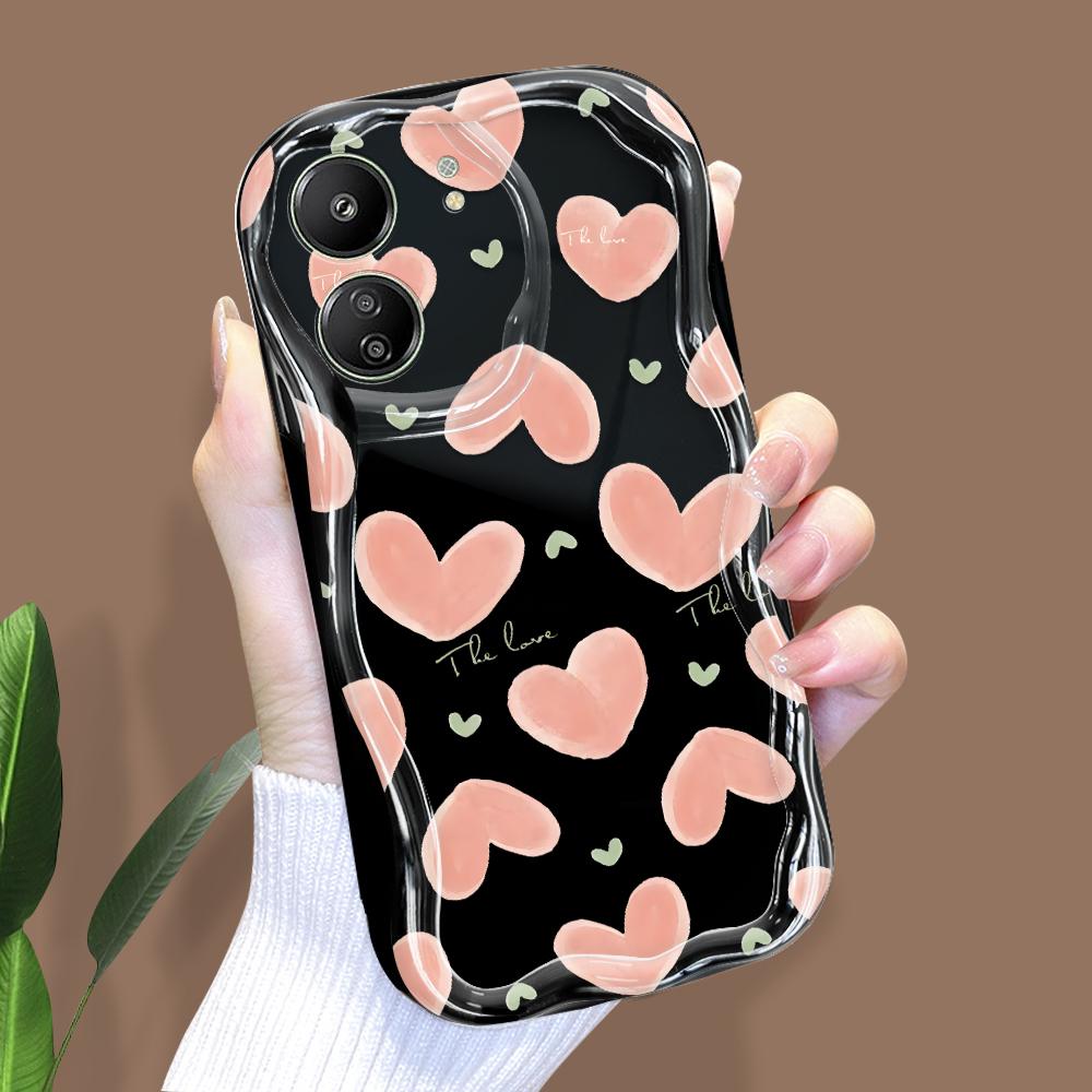 

Милый мультяшный узор, кремовая текстура, мягкий силиконовый чехол с волнистыми краями, чехол для телефона Xiaomi Redmi Xiaomi Poco M6 Pro 4G чёрный