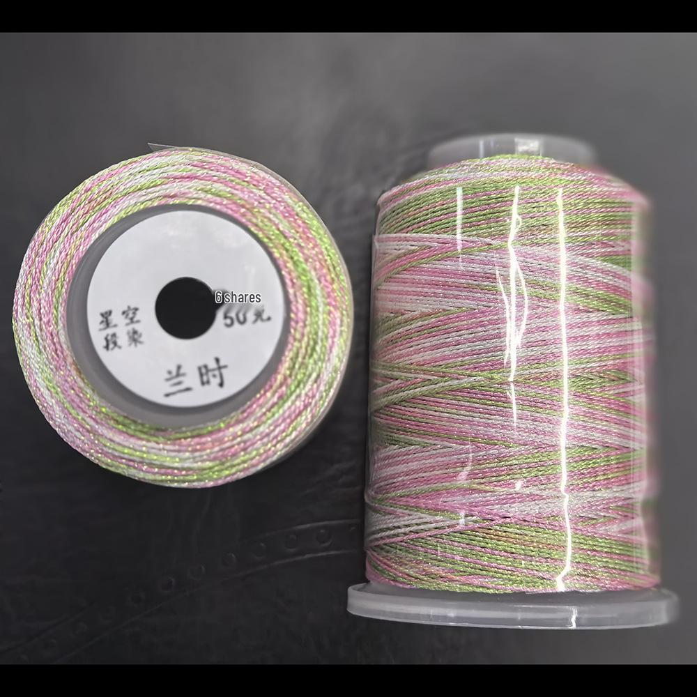 Starry Sky Gradient Yarn: 6-Strand Purple Illusion Tassel for DIY Bracelet & Handmade Weaving Accessories.