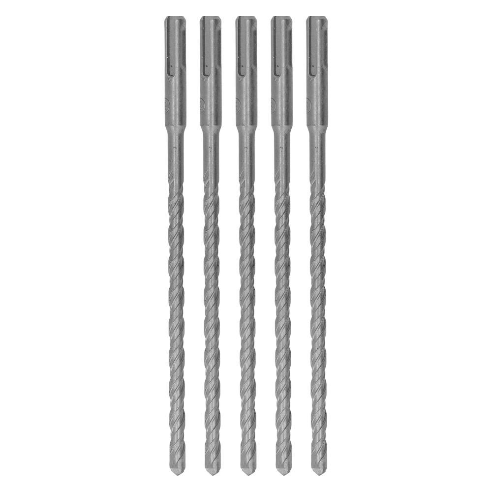 5pcs Carbide Tip Impact Drill Bits Double Flute Spiral Masonry Drill Bits  For Concrete