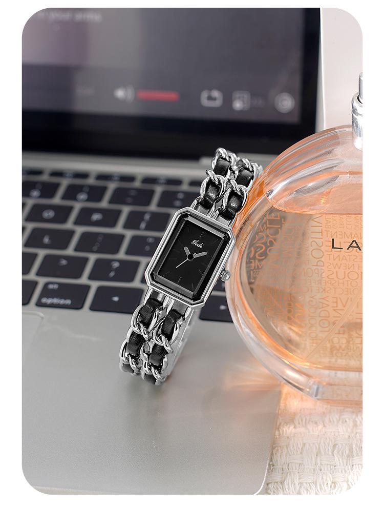 Gedi Elegant Small Square Women's Quartz Watch with Niche Bracelet Style