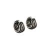 Retro Stripes Niche Cold Wind Silver Plain Ring Ear Buckle Autumn And Winter Fashion Commuting Must Enter Earrings Women
