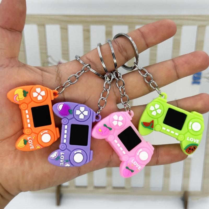 Playful Fruit Designs Gaming Keychain Creative Gamepad Keyring Lightweight PVC Key Holder Perfect For Accessories