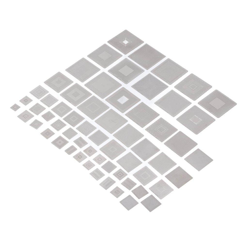 60 Pcs BGA Reballing Stencils 304 Stainless Steel Universal Rework Net Template Kit for Computer