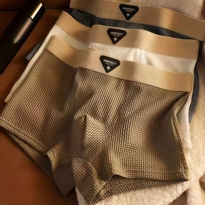 Solid Color Boxer Shorts. Stylish for Men, Made from Ice Silky Fiber Fabric, Suitable for Everyday And Casual Wear