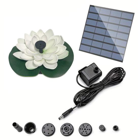Lotus Solarwasserbrunnen mit Sprühdüsen Schwimmende Seerose Vogeltränke Brunnen Außen Gartenteich Pool Solarwasserpumpe Dekoration