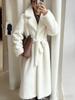 Luxury New Women’s  Artificial Faux Mink Fur Longline Belted Thick Warm Winter Coat