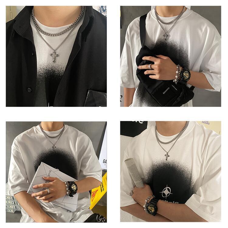 Necklace Men's Hip Hop Niche Double Layer Design Clavicle Chain Accessories Tide