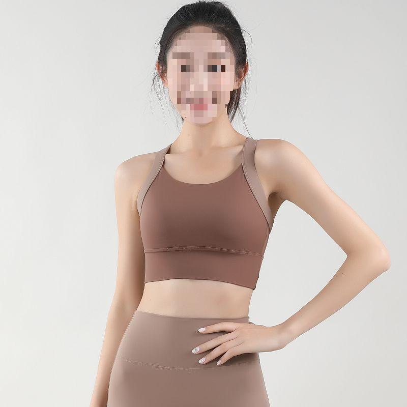 T5J Women's High-Intensity Yoga Wear: Color Block Cross Back Sports Bra & Hip-Lifting Set