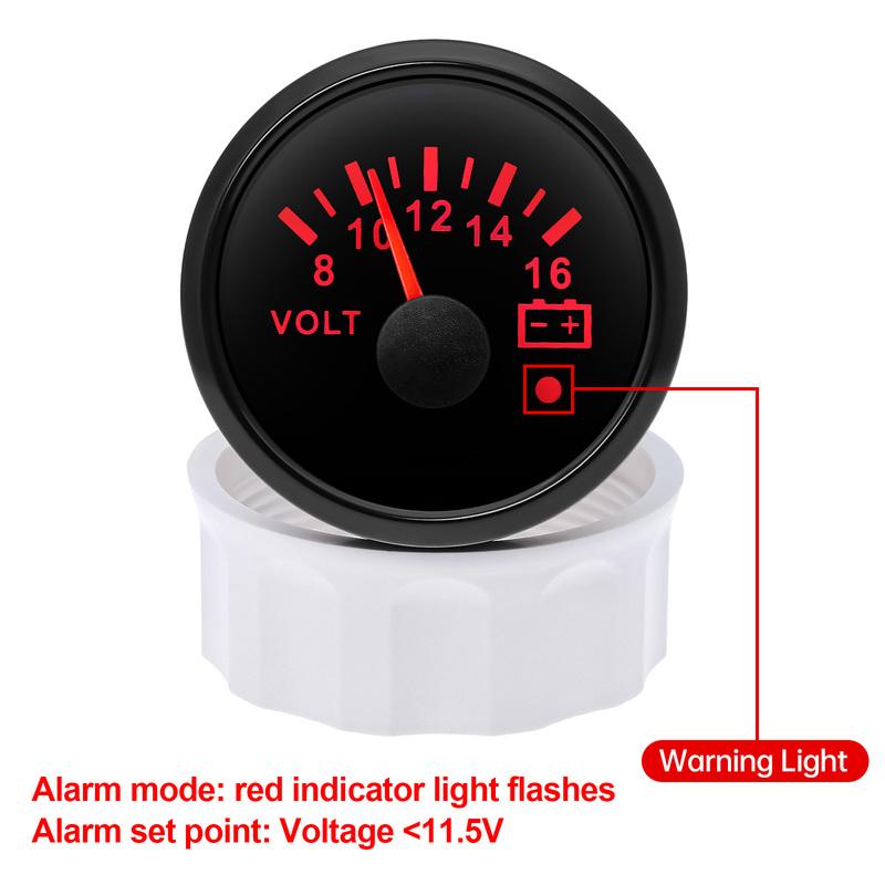 Waterproof IP67 52mm Voltmeter with Alarm Red Backlight 8~16V,18~32V Voltage for Automobile Car Marine Boat Yacht 12V24V Custom