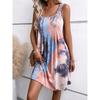 Nuovo Vestito Moda Senza Maniche Tie Dye Stampato Primavera/Estate Ampio Pieghettato Elegante A-line Corto da Festa Casual Semplice Vestito Estivo