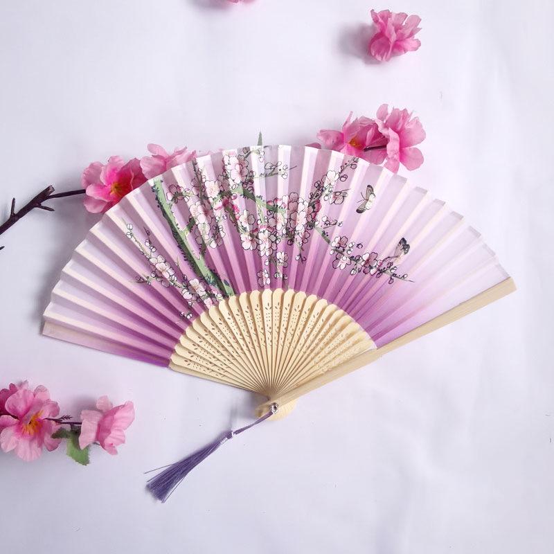 Vintage Bamboo Silk Women's Folding Fan - Portable Dance Gift