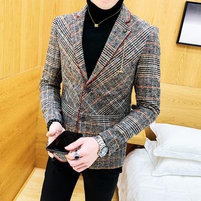Grid Brand Clothing Men Spring Casual Business Suit/Male High Quality Slim Fit Blazers Jackets/Man Plaid Coats S-4XL