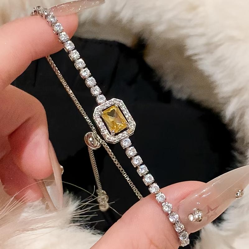 One Square Sugar Sparkling Faux Bracelet Jewelry Women's High-End Wristband