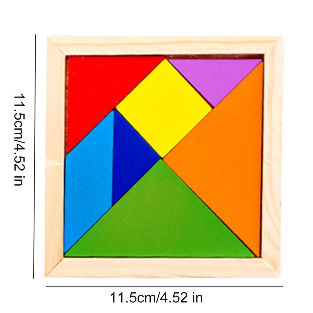 Wooden Tangram Puzzles For Kids With 7 Colored Pieces,Educational Brain Teaser Learning Toy For Boys And Girls Fun Party Favor