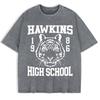Hawkins High School 1986 Prints Washed T-Shirts Mens Cotton Oversize T Shirt Summer O-Neck Short Sleeve Tops Basic Soft Clothes
