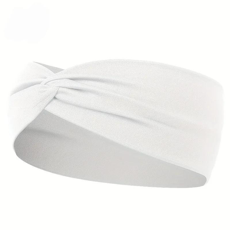 Simple Solid Color Cross Knotted Elastic Wide Headband Women Unisex Sports Yoga Hair Bands Headscarf Headwear