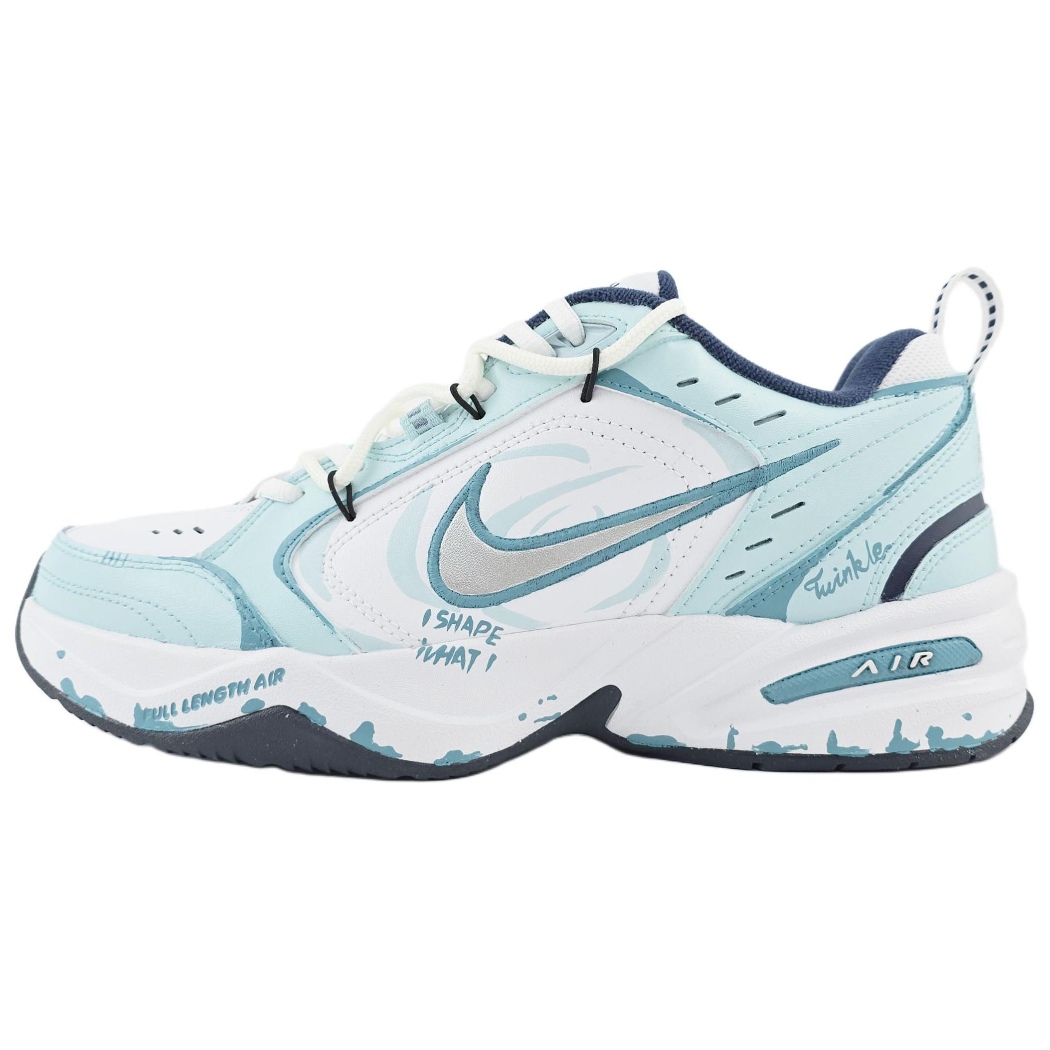 

Nike Air Monarch 4 Slip Resistant Abrasion Resistant Low top Chunky Sneakers Unisex Blue White 415445-102(Team558-) 35.5