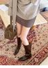 In Stock: Women's Coffee Brown Square Toe Boots with 5cm Hidden Heel - Stylish Autumn Design for Long, Straight-Looking Legs.