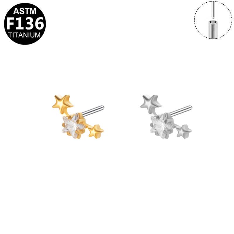 Fashionable Zirconia Ear Stud: F136 Titanium Style