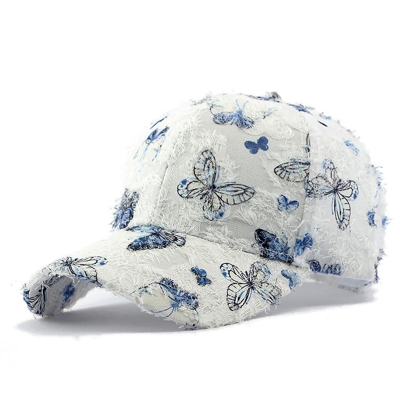Women's Summer Sunscreen Butterfly Printed Hard Top Baseball Cap