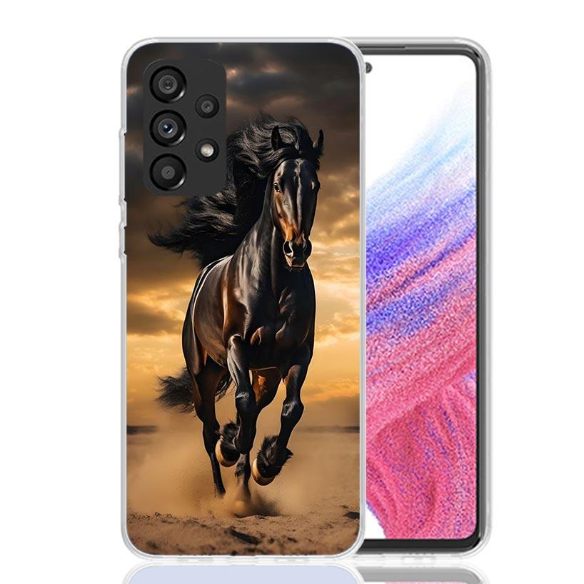 Animal Black Horse Phone Case For Samsung Galaxy A13 A14 A15 A16 A17 A53 A54 A55 A56 A33 A34 A35 A36 A23 A24 A25 A26 A05S A04S G