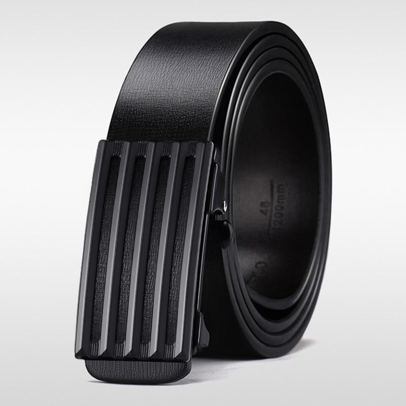 

Мужской ремень из натуральной кожи с автоматической пряжкой внутри, универсальный повседневный простой ремень из коровьей кожи для мужчин, модный ремень для молодых мужчин 130cm