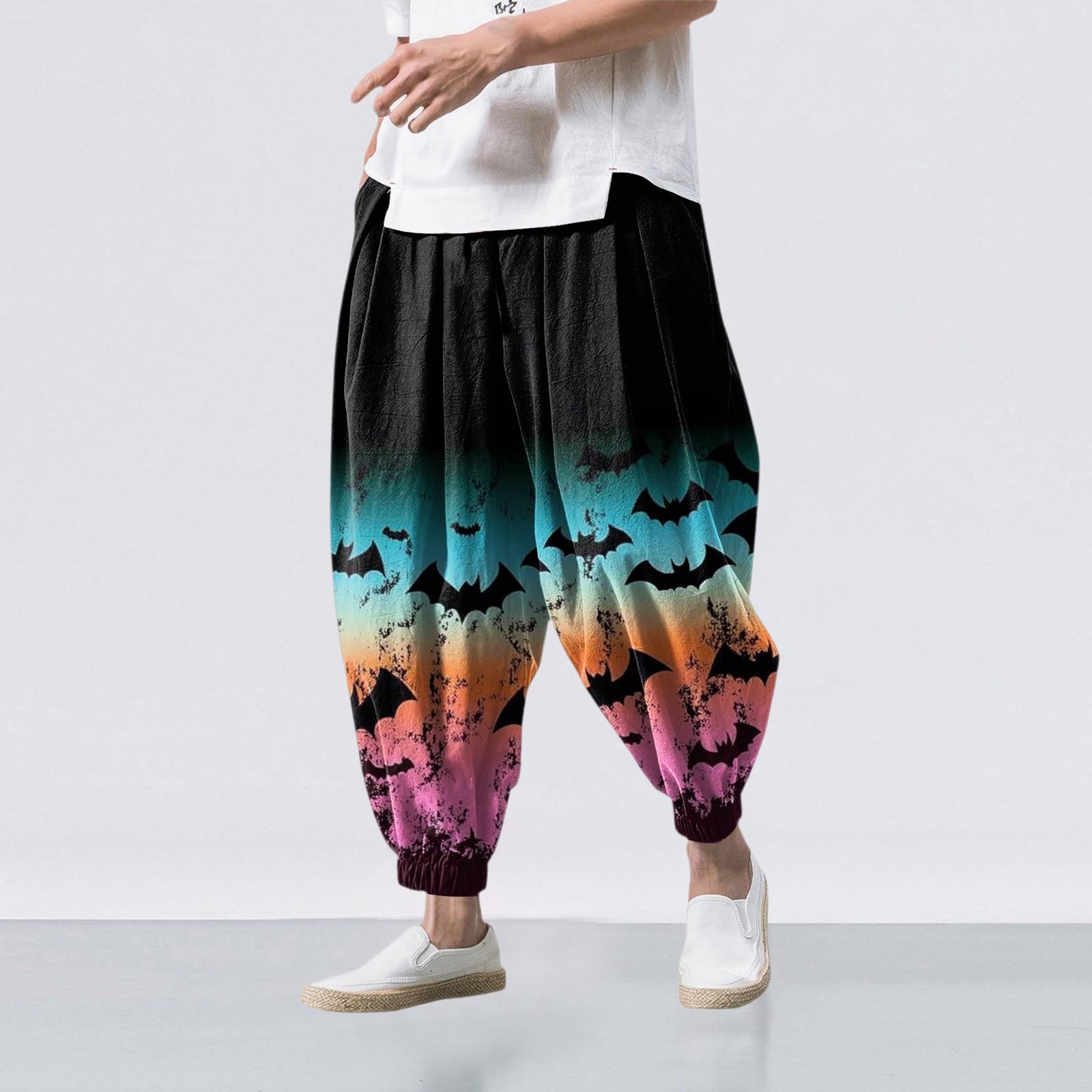 

Принт на Хэллоуин - Повседневные брюки широкого кроя, Мужские свободные повседневные брюки L чёрный