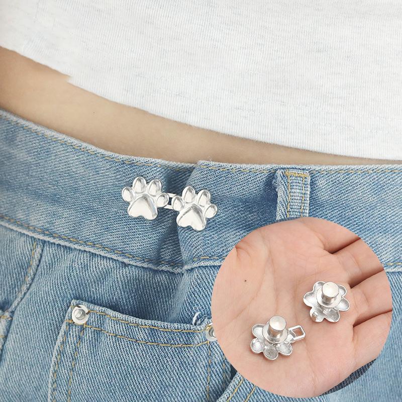 Cute Paw Prints Waist Buckle Removable Pant Clips Adjustable Waist Tightener No Sewing Required Waist Buckle