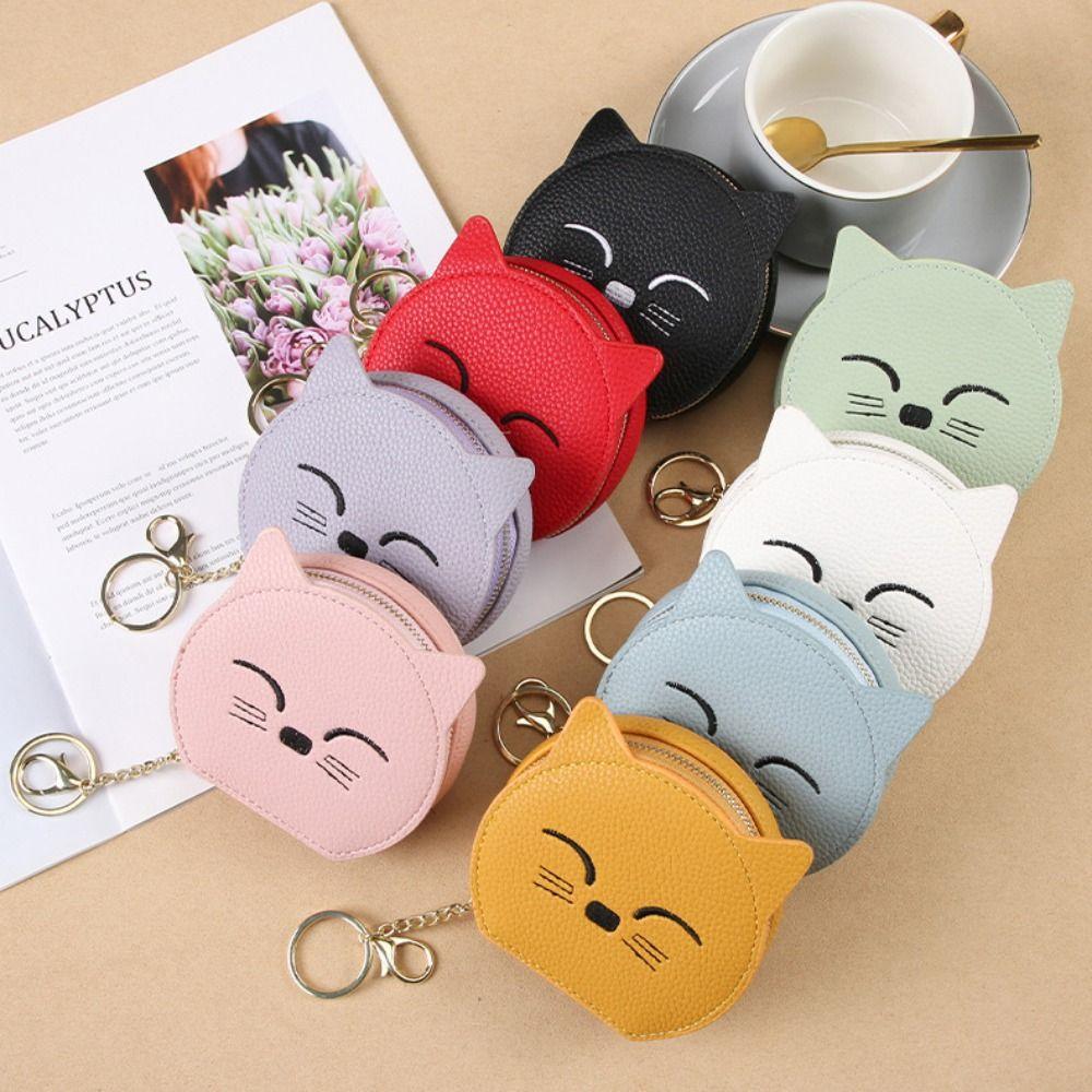 PU Leather Pu Cosmetic Bag with Makeup Mirror Mini Storage Bag Cat Shape Makeup Bag  Student