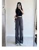 Women's High Waist Gray Wide Leg Parachute Pants - Summer Casual, Quick-Dry American Style Sportswear