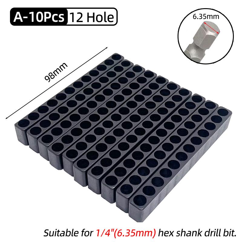 10Pcs Set 6/8/10/12/15 Holes 6.35mm/4mm Hex Shank Screwdriver Bit Holder Plastic Drill Bit Head Storage Hand Tools Accessories