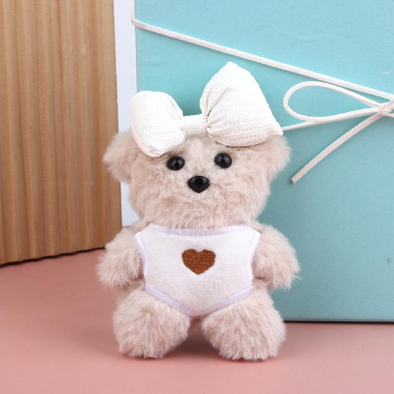Cute Bow Tie Bear Plush Keychain Cartoon Stuffed Doll Keyring Pendant Bag Charms Couple Backpack Hanging Decoration Lovely Gifts