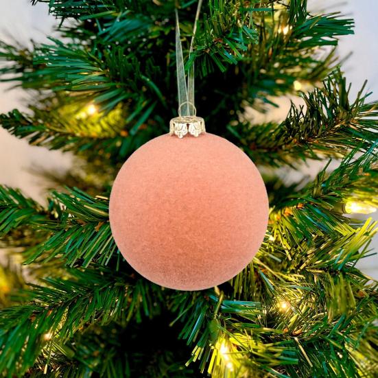 12 Pcs Velvet Christmas Ball Ornaments 2.4 Inches Flocked Shatterproof Plastic Balls Xmas Tree Hanging Decorations for Holiday Party Home Decor