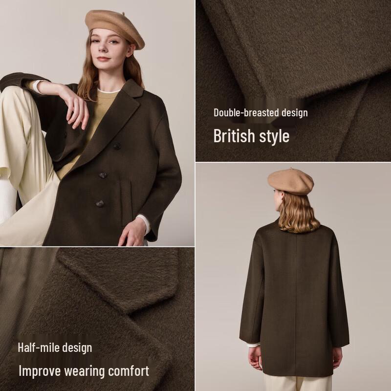 HAZZYS Women's Winter Wool & Cashmere Blend Loose Mid-Length Coat