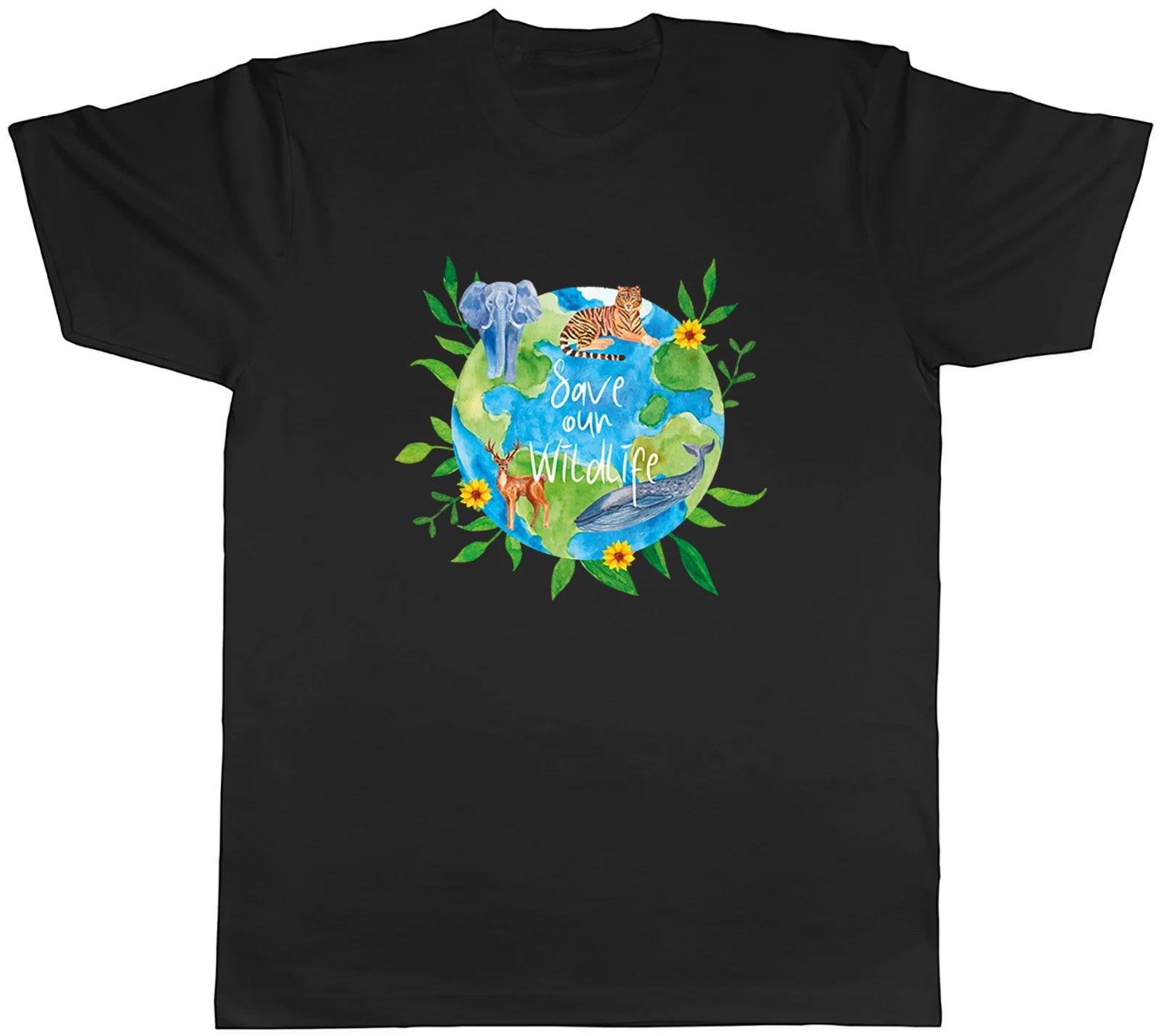 Save our Wildlife Earth World Animals Flowers Mens T-Shirt Tee Gift Top M