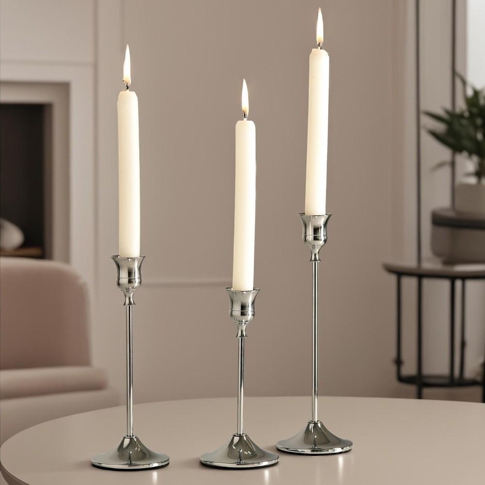 3pcs Romantic Vintage Tabletop Candle Holders Metal and Aluminum Home and Hotel Decoration Candlestick Holder Candle Stand