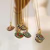 Vintage Multicolor CZ Zircon Enamel Evil Eye Pendant Necklace for Women Fashion Gold Plated Oil Drip Charm Collar Jewelry Gifts