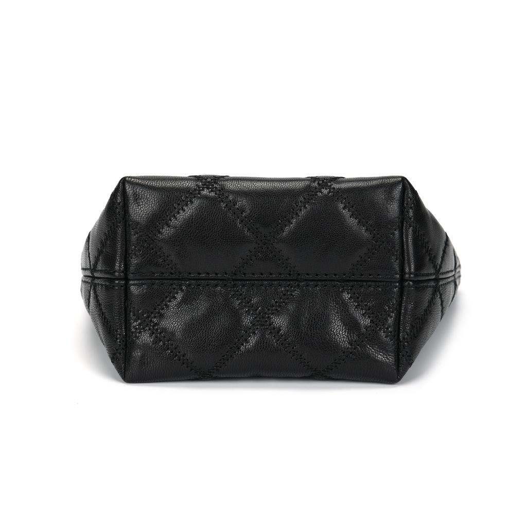 Tory Burch Metal Logo Chain Shoulder Strap Leather Bucket Bag Crossbody Shoulder Bag Women Bags Black 163517-001