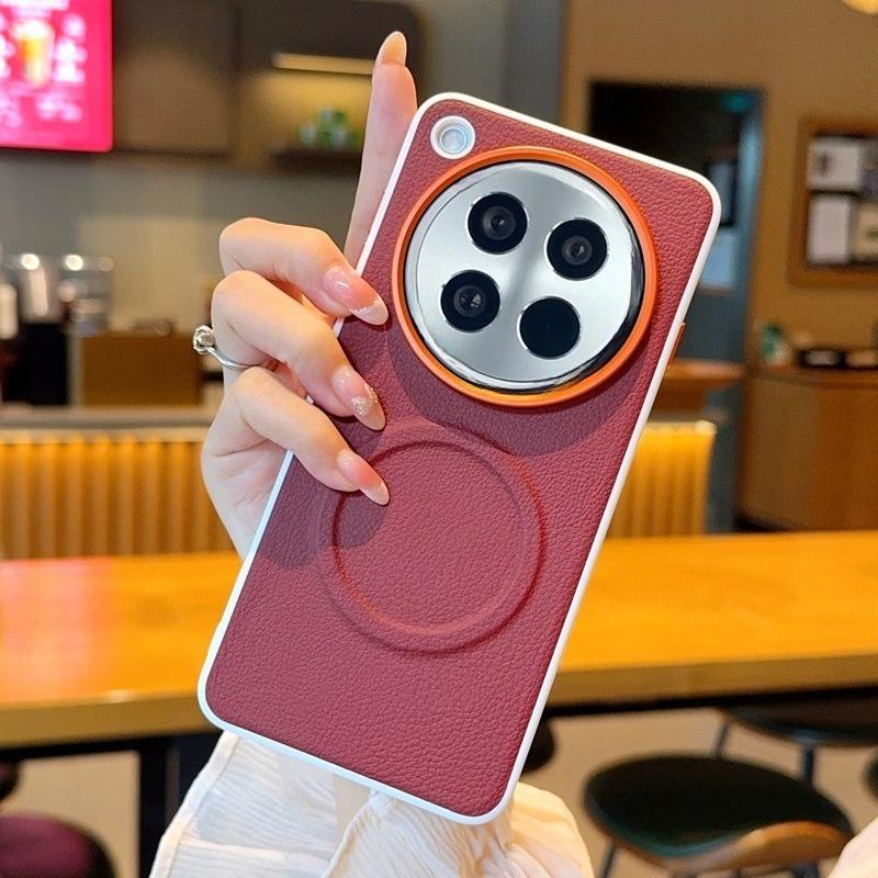 Phone Cases OPPO,Simple Soft Faux‑Leather Magnetic Phone Case