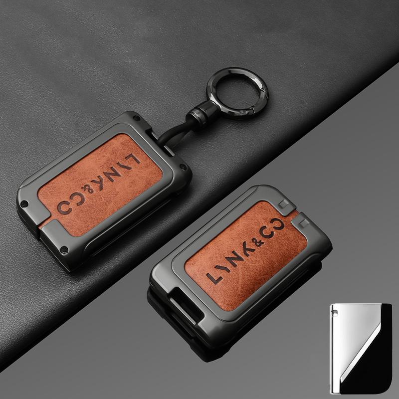 

Alloy Car Key Case Cover For Lynk&Co 01 05 Leather Key Cover Protection Shell Holder Fob Keychain Accessoriess