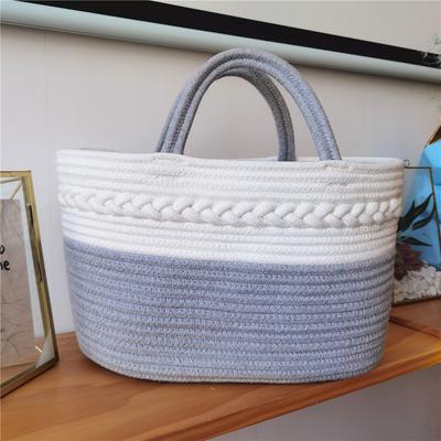 Cotton Rope Portable Storage Basket Sundries Toy Diaper Magazine Fried Dough Twists Oval Storage Basket