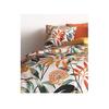 Parure de lit - Housse couette 260x240 cm - 2 taies - Motif tropical - 100% coton doux