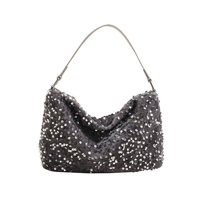 IELGY Korean sequined underarm shoulder bag, fashionable versatile portable trendy small square bag