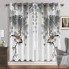 Japanese Landscape Traditional Ink Painting Shade Window Drapes Living Space Bedroom Space Classical Window Drapes Room Window Decor 2 Panelss