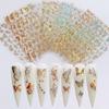 4Sheets Holographic 3D Butterfly Nail Art Stickers Adhesive Sliders Colorful DIY Golden Nail Transfer Decals Foils Wraps Decorations