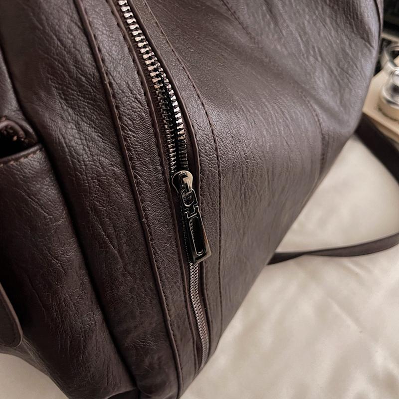 Faux Leather Tote Bag with Dual Zipper Pockets Adjustable Shoulder Strap Women's Everyday Fashion Handbag