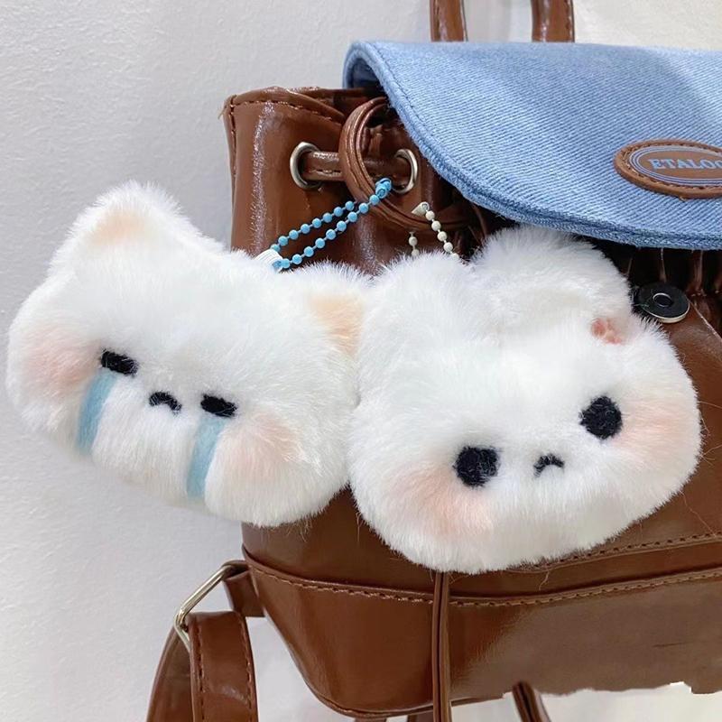 Cartoon Plush Squeak Rabbit Doll Toy Keychain Sweet Cute Bag Pendant Charms Car Keyring Accessories For Women Couples Gift