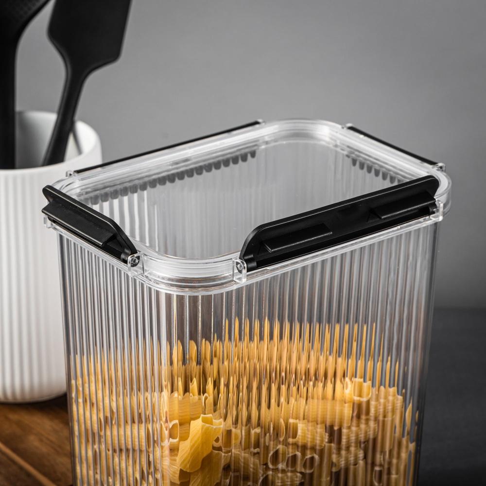 21.3 Cup Clear Ribbed Plastic Airtight Pantry Storage Container Stackable Food Organizer Dry Goods Cereal Pasta Rice Snacks