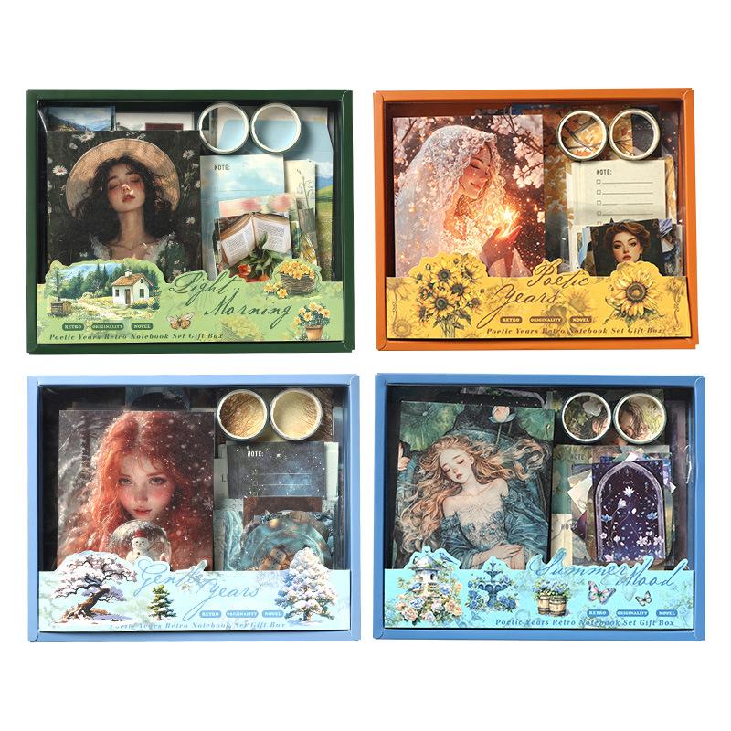 Zestaw do scrapbookingu Dziennik DIY Album Naklejki Materiały Papier Taśma Artykuły Papiernicze dla Uczniów Nagrody Dziennik Pudełko na Prezent Naklejki do Notatnika