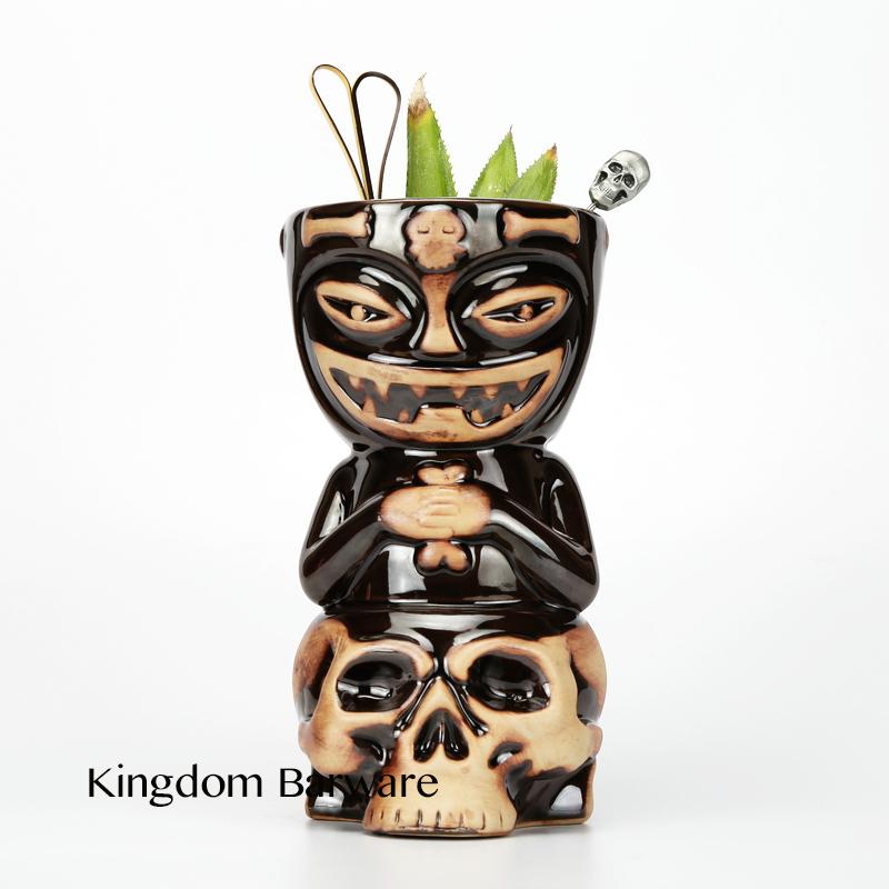 Skull Doll Tiki Mug Cocktail Cup Beer Wine Mug Ceramic Tiki Mugs Art Crafts Creative Hawaii Mugs